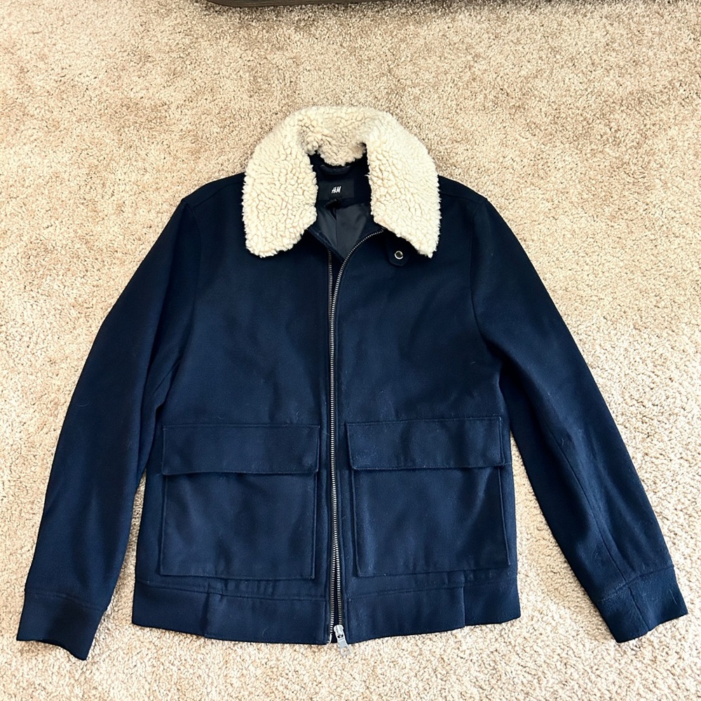 Men's Navy Jacket with Cream Collar